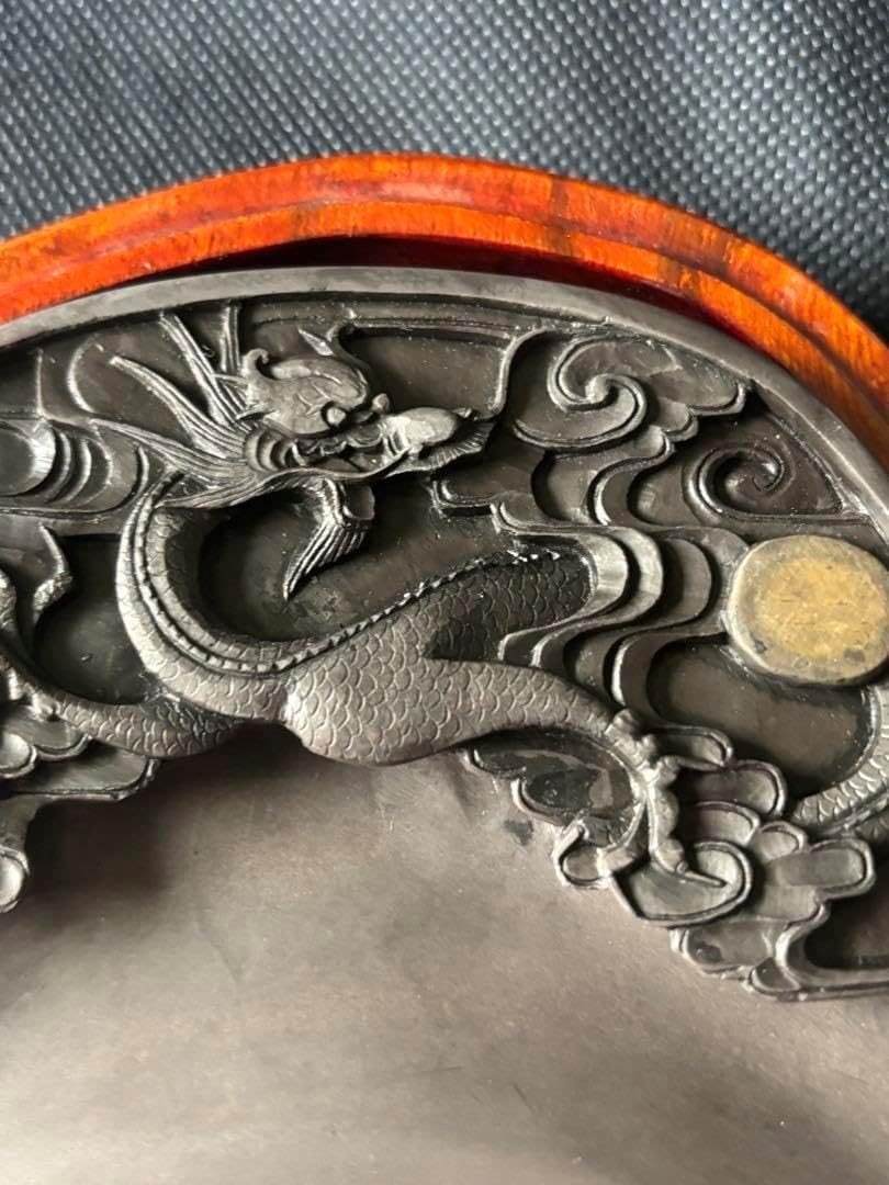 中国古美術品　端渓硯　龍彫硯　有眼 中国古美術品 端渓硯 龍彫硯 有眼