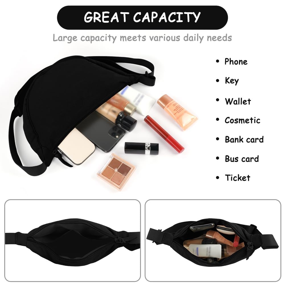 Aucuu Borsa a Tracolla in Nylon, Borsa a Tracolla a Mezzaluna da Donna, Borsa a Spalla con Tracolla Regolabile, Messenger Crossbody Bag per Shopping Viaggio