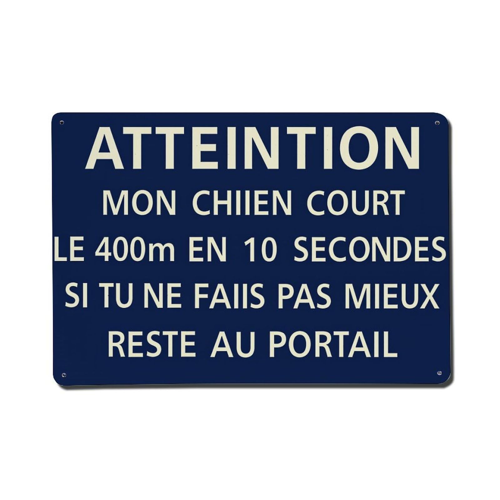 Enderetf Vintage Attention My Dog Runs The 400M In 10 Seconds Tin Sign Metal Poster, Home Bar Garage Man Cave Cafe Indoor & Outdoor Wall Decoration 8X12inches