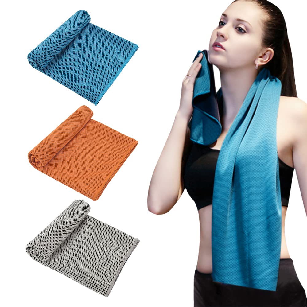 3 Pack Cooling Towel（39''x12'', Microfiber Ice Towel for Neck and Face, Soft Breathable Chilly Towel for Sports, Gym, Camping, Running, Fitness, Yoga,Workout (Blue/Orange/Grey)… |-image-44