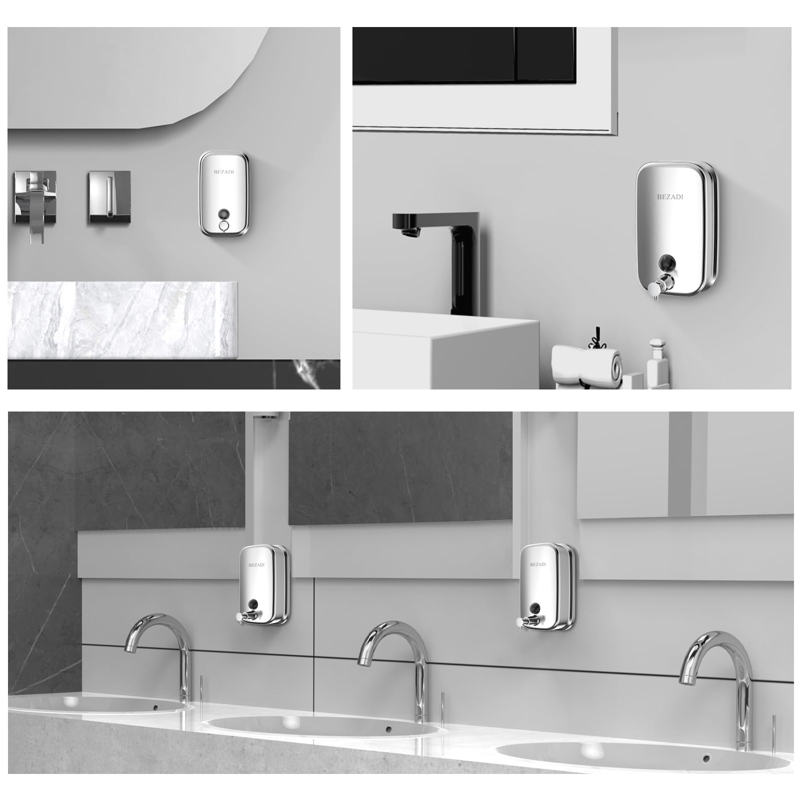Dispensador de jabón de manos para baño, cocina, 304 onzas líquidas, acero inoxidable 304, dispensador de jabón líquido 8183