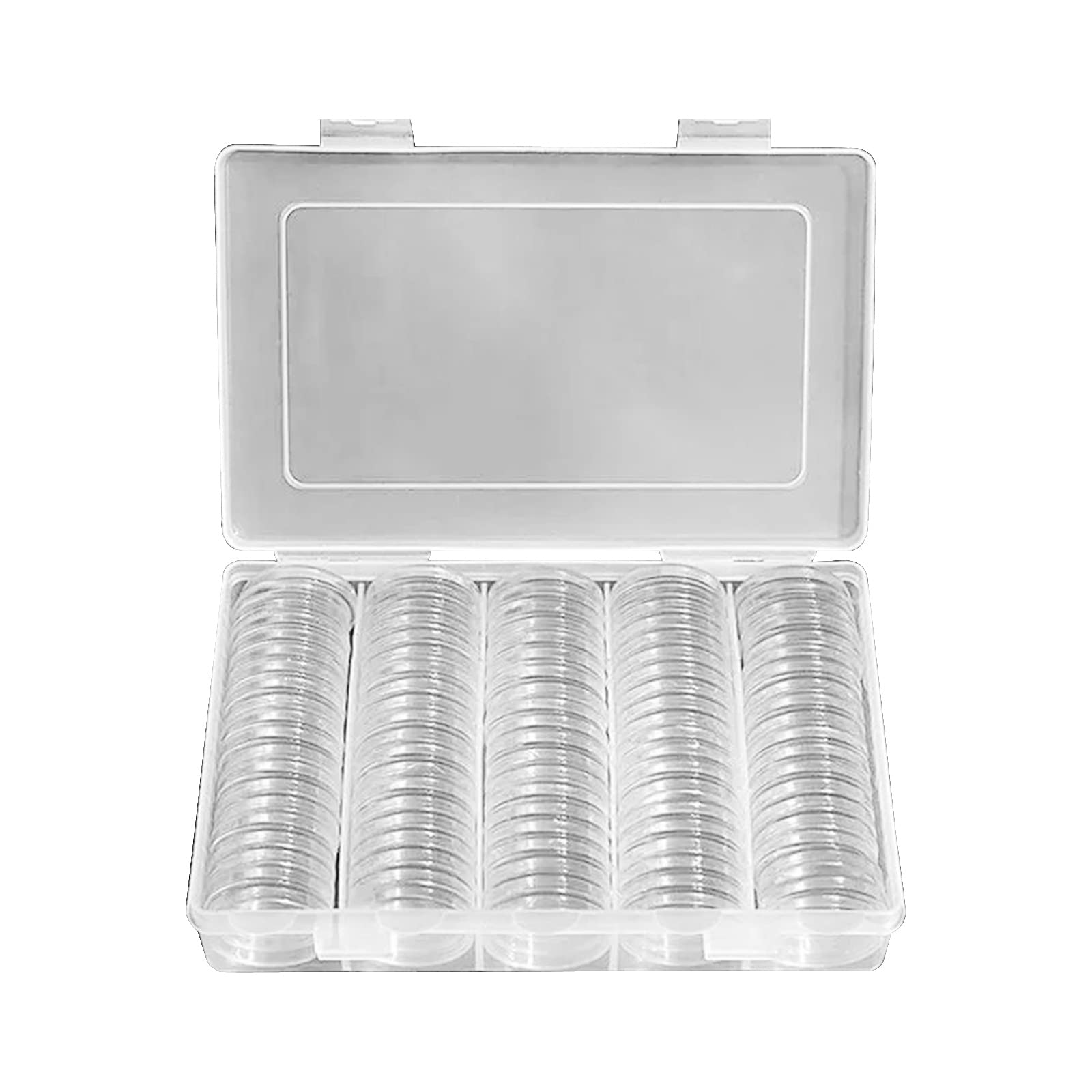 NEWFT 100pcs 25mm Transparent Coin Holder Storage Box Round Display Case for Coin Collection Supplies Protective Case Storage