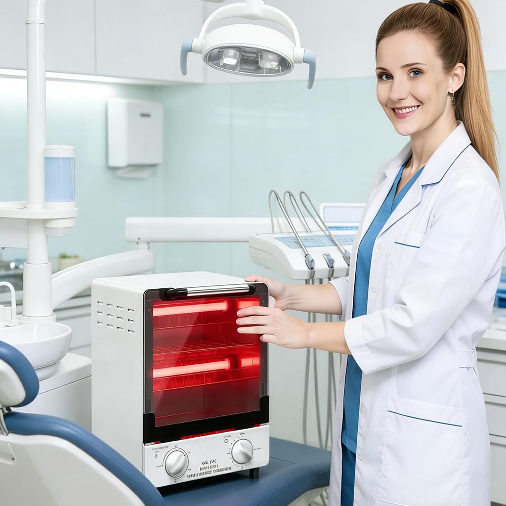 Scatola per la pulizia dello sterilizzatore per unghie, sterilizzazione ad alta temperatura 250 ℃, 1000 W pinzette disinfettante con controllo della temperatura e timer per attrezzature per saloni di
