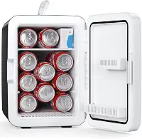 Antarctic Star Mini geladeira compacta, geladeira pequena portátil de 10 L, mini geladeira de 6 litros com adaptadores CA/CC, refrigerador de cosméticos pequeno para bebidas, alimentos, maquiagem