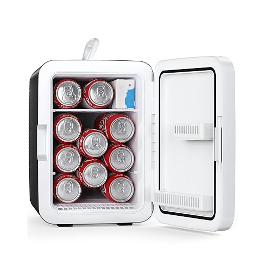 Antarctic Star Compact Mini Fridge, 10L Portable Small Refrigerator, 2.6 Gal Mini Fridge with AC/DC Adapters, Small Cosmetics Cooler for Beverage, Food, Makeup, Bedroom, Office, Dorm, Black