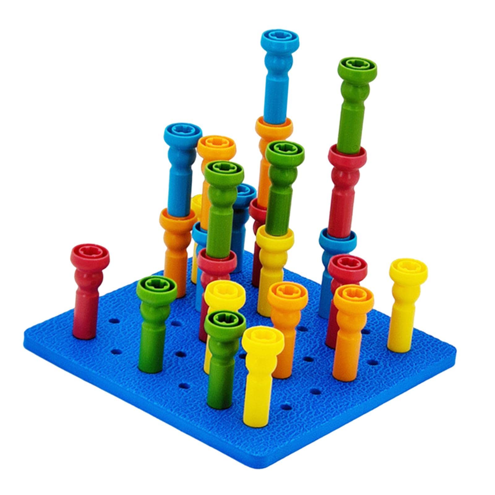 Amazon | スタッキング ペグ ボード セット 就学前 25 ペグ & ボード
