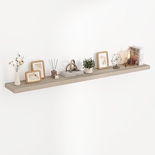 Miniatura 22 de Estantes flotantes de 24 pulgadas, con textura 3D de veta de madera, estantes flotantes de pared de 24"x9.25"x1.5" de profundidad, estantes de Roble