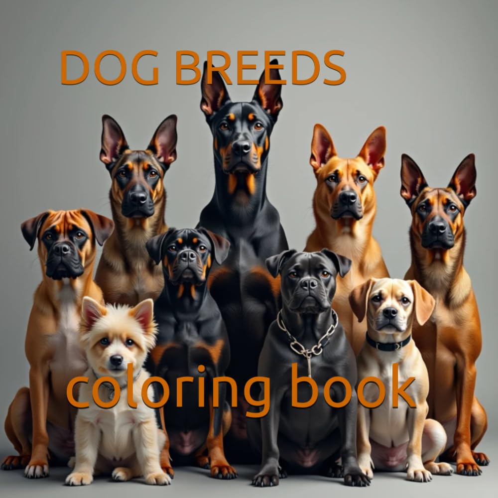 DOG BREEDS Coloring Book for Kids: 60 illustration