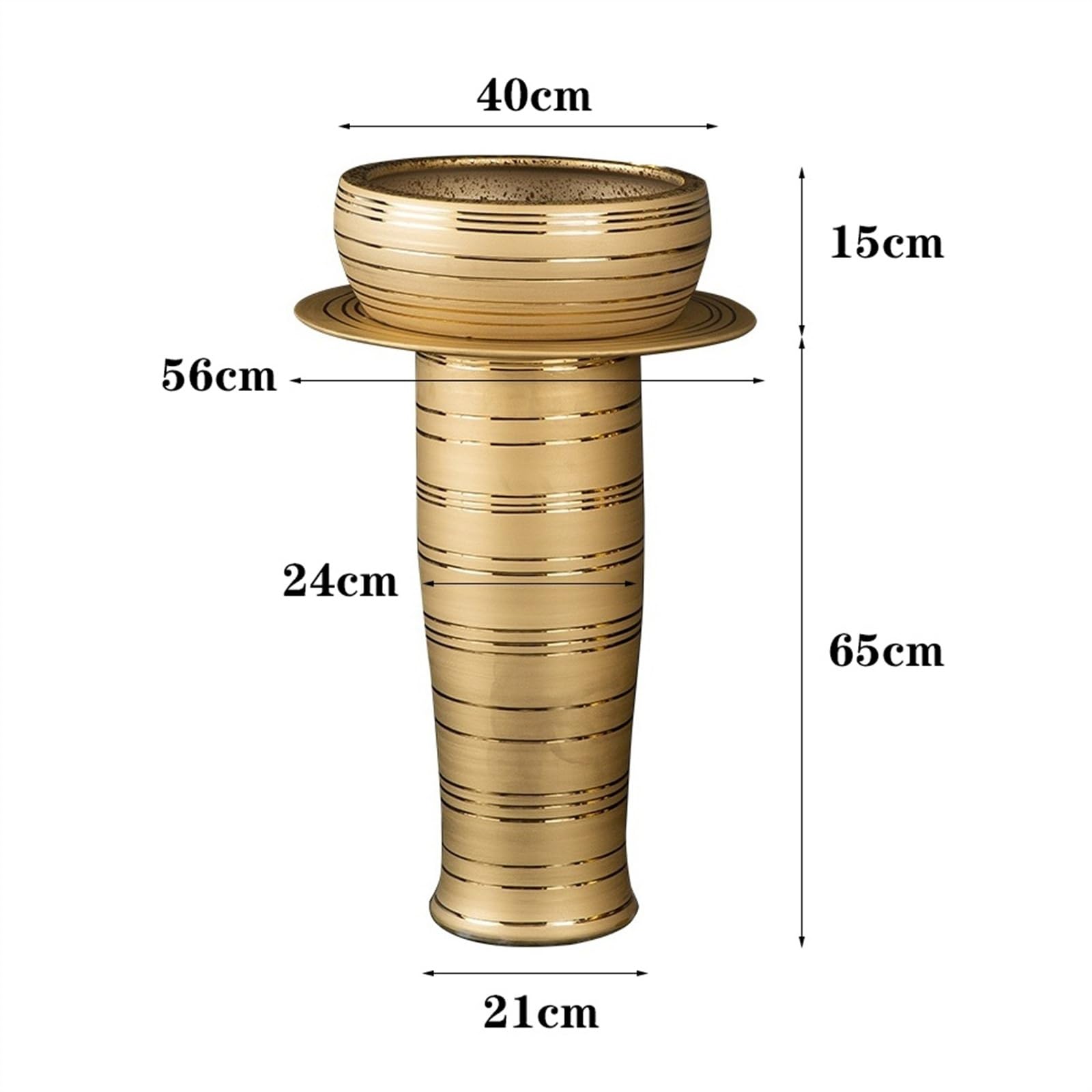 Golden Sink, fregadero de lujo para piso con grifo, drenaje y espejo, lavabo de columna de 3 piezas, tamaño A, B-One Size