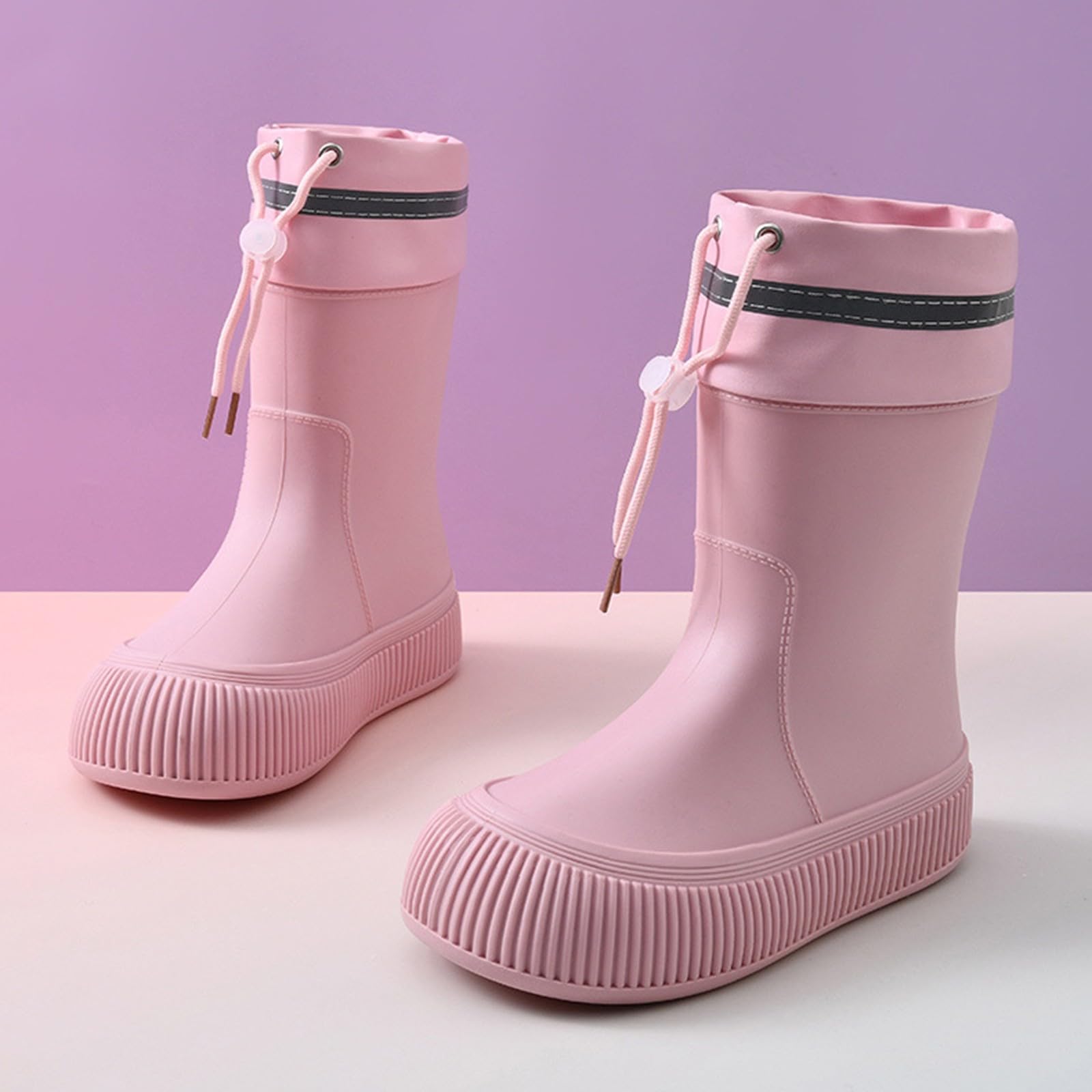 Generisch Stivali da pioggia da donna in gomma semi-alti, leggeri, impermeabili, alla moda, con suola antiscivolo, scarpe in gomma, eleganti scarpe da giardino, comode