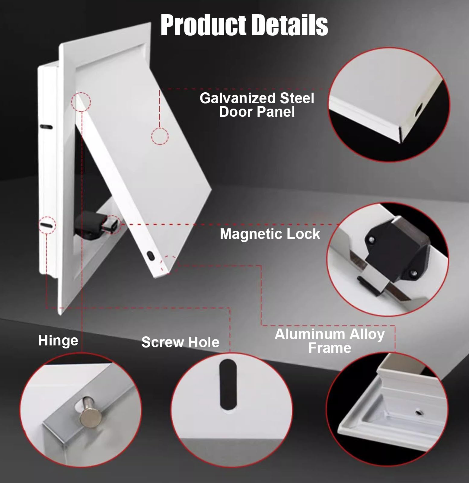 Trampilla Pladur Panel de Acceso Para Techo con Apertura Por Clic, Pequeño Panel de Acceso para Trampilla de Revisión de Fontanería, Tapa de Acceso a Servicios con Marco de Aluminio(White,25x25cm(9.8x