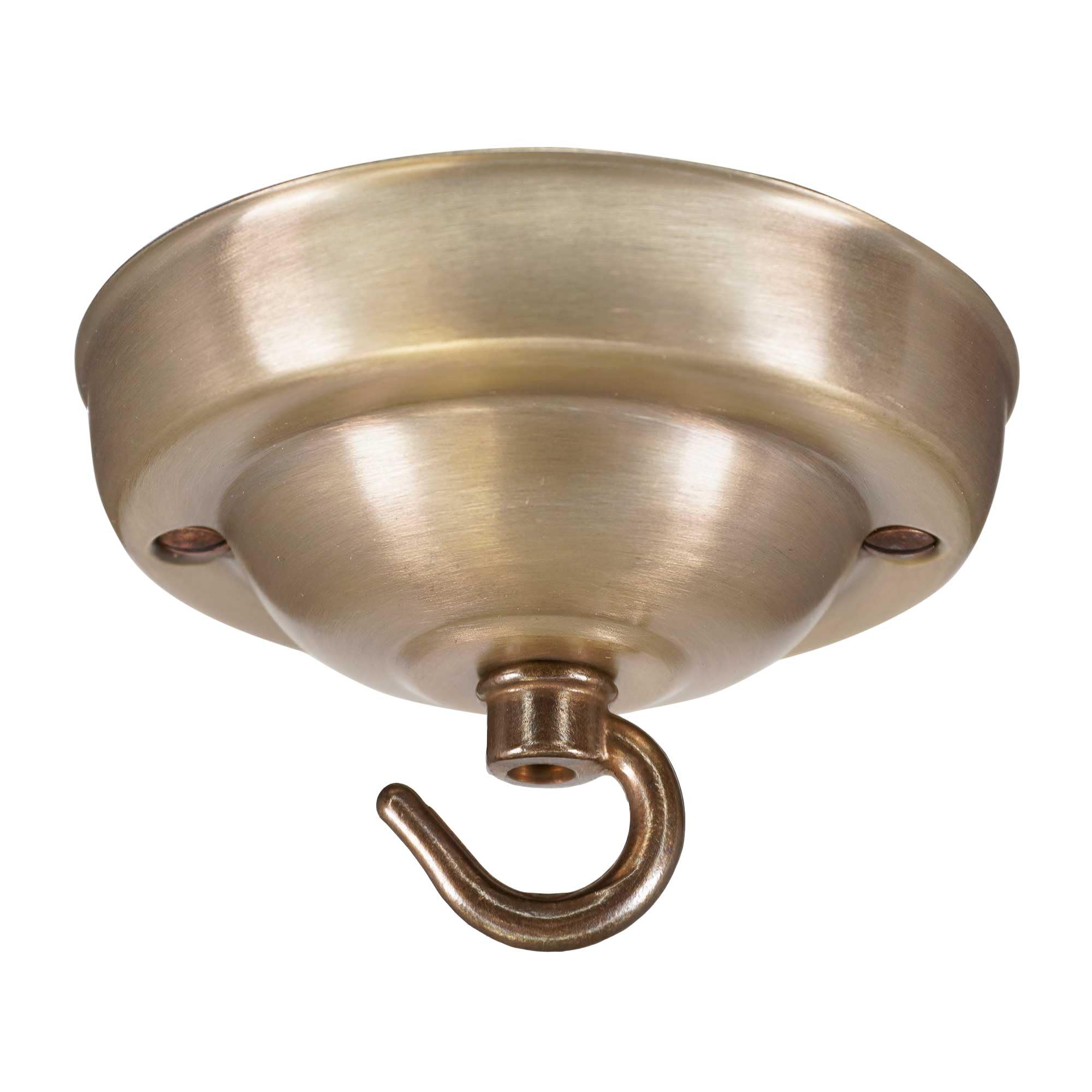 ElekTek 108mm Diameter Ceiling Rose with Hook Metallic Finishes Powder Coated Colours for Pendant Light Fittings and Chandeliers Antique Brass [Energy Class A]