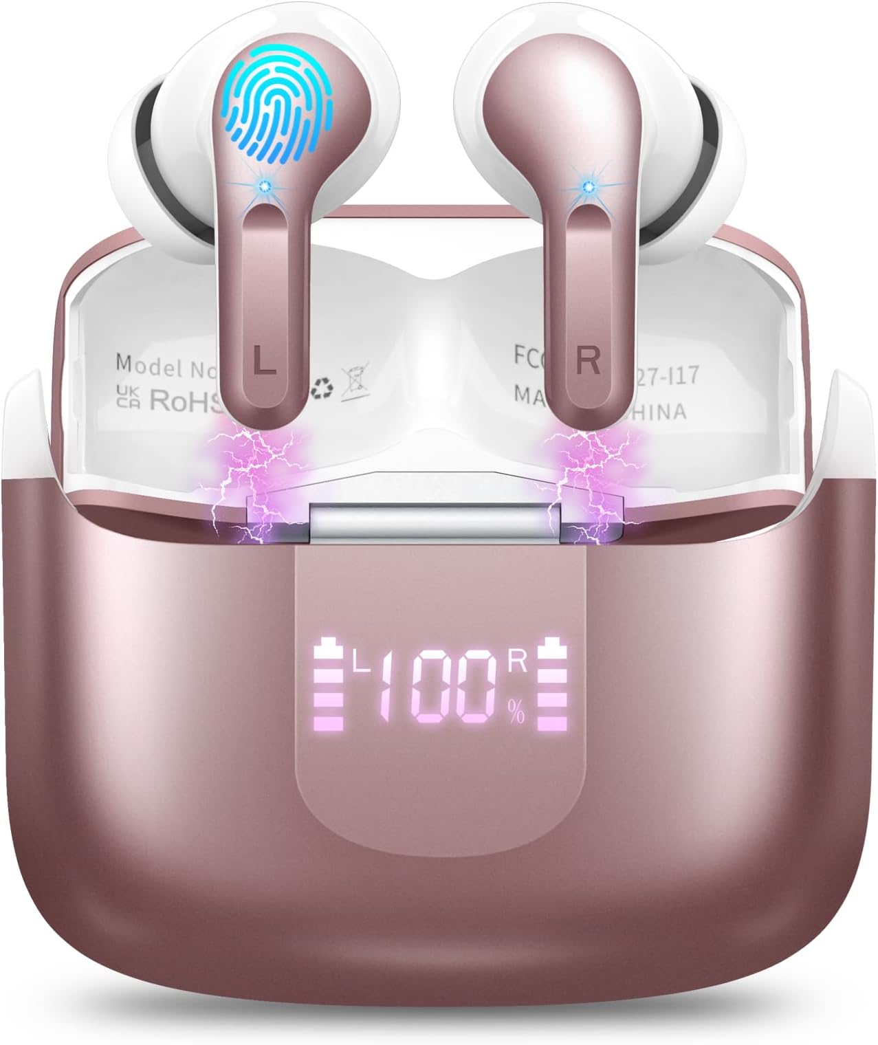Wireless Earbuds, Wireless Headphones Bluetooth 5.3 Headphones with 4 ENC Mic, NEW 40H Bluetooth Earphones in Ear Deep Bass Noise Cancelling Bluetooth Earbuds Mini Ear Buds IP7 Waterproof LED Display