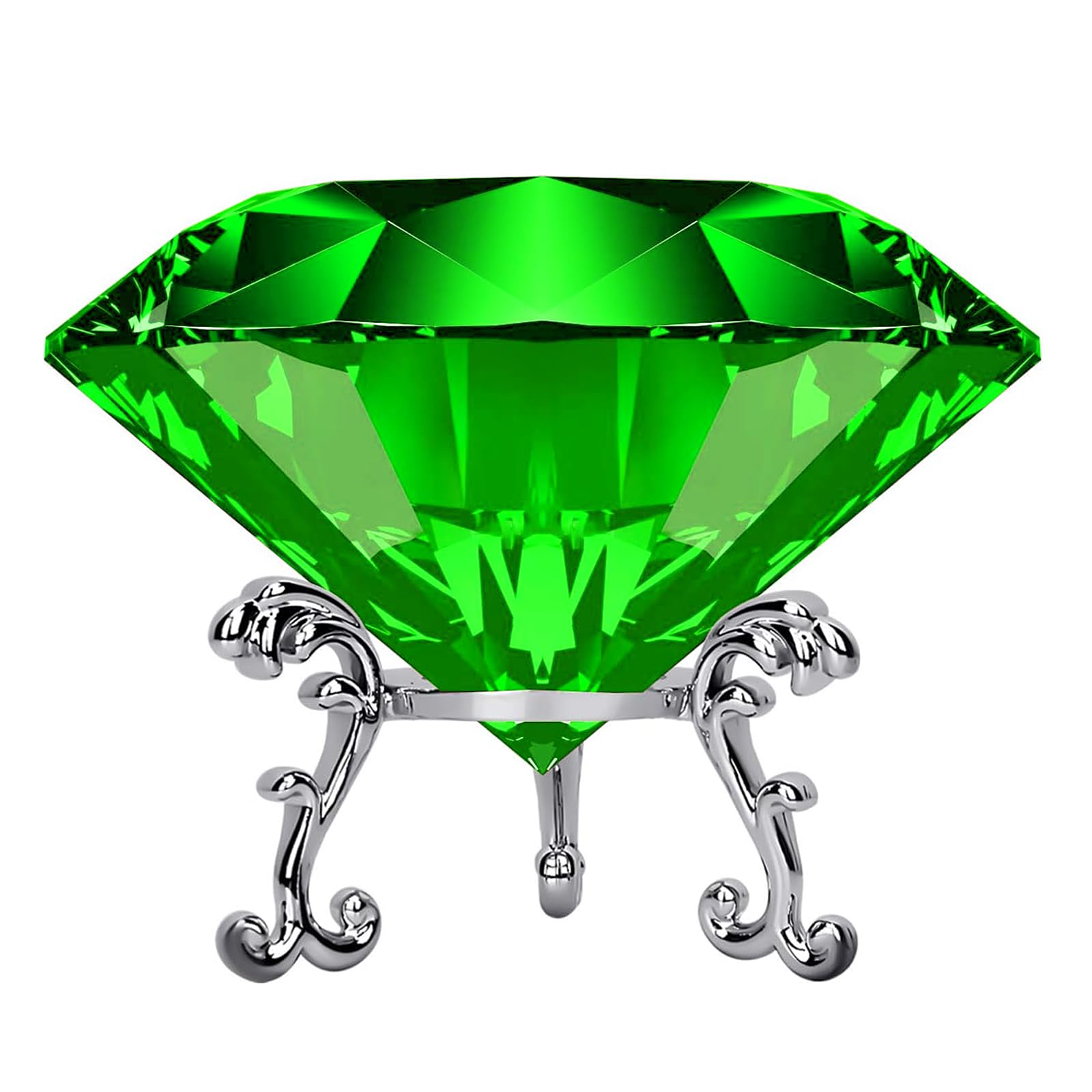 AdwikosoLarge Crystal Diamond Paperweight with Stand Jewels Wedding Decorations Centerpieces Home Decor 3.15 inch (Green)