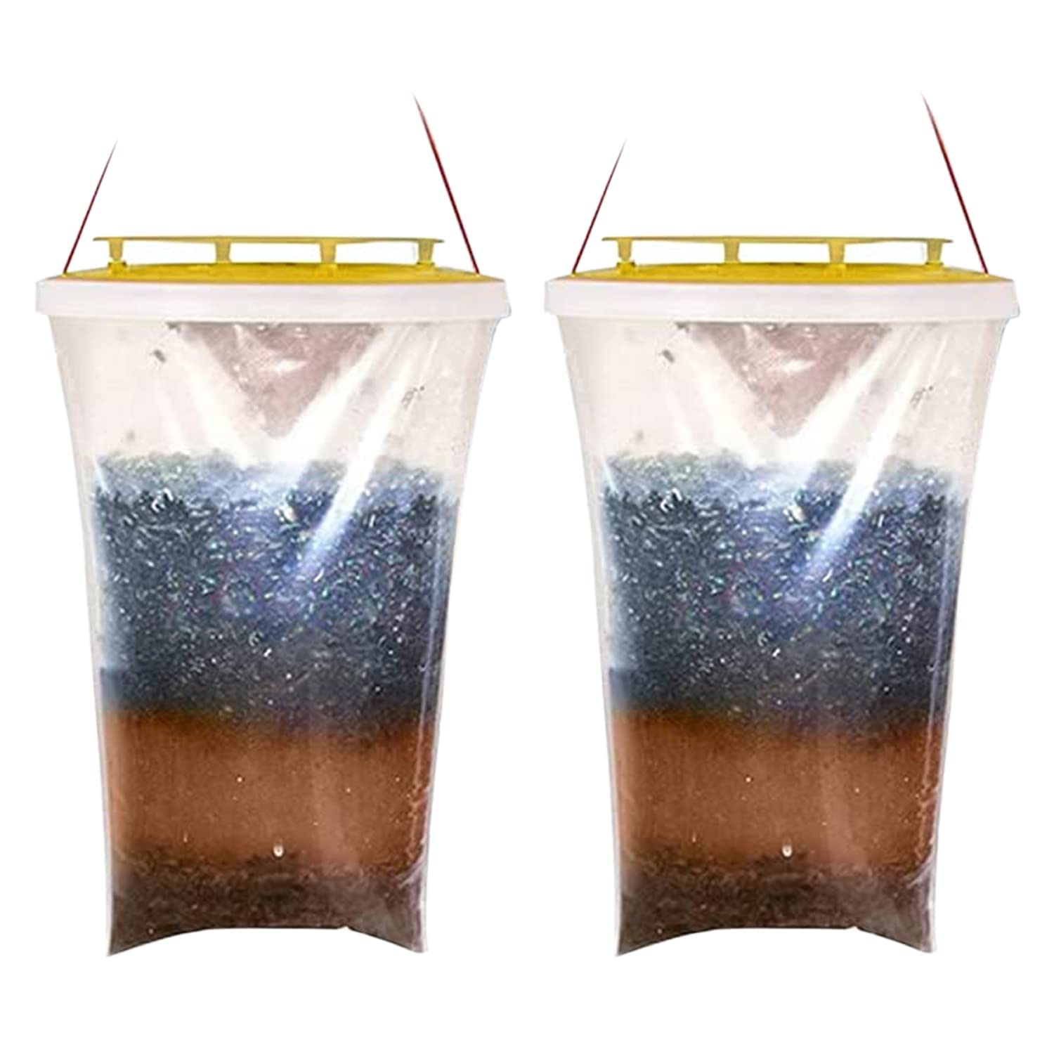 TERRIFIHanging Fly Trap Bags, 2 Pack Fly Traps Catcher Killer with Fly Bait For Pest Control, Fly Catcher Trap Kills Up to 20,000 Flies for Outdoor Garden, Farm, Horse Barn