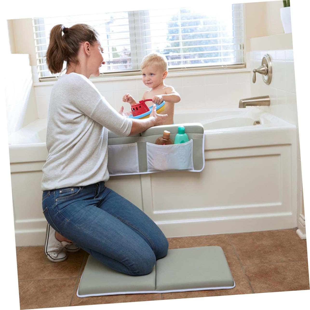 Alfombra Antideslizante Protección para Rodillas y Codos para Bañera de Ñiño Material Sbr, Plegable Bolsillos en Baño y Ducha