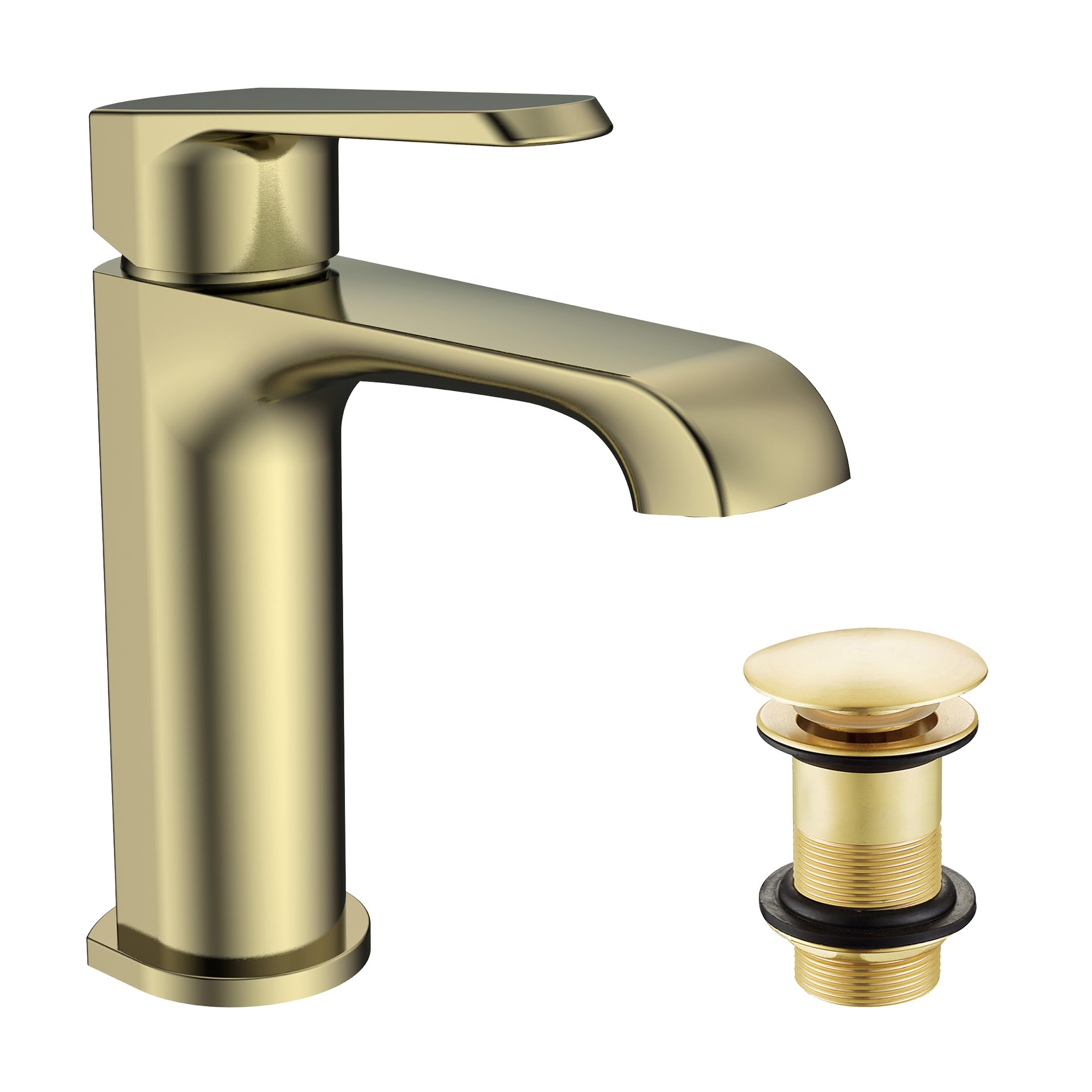 The Home Store Brass Lunaris Brushed Mono Basin Mixer Tap Deck Mounted With Unslotted Basin Waste