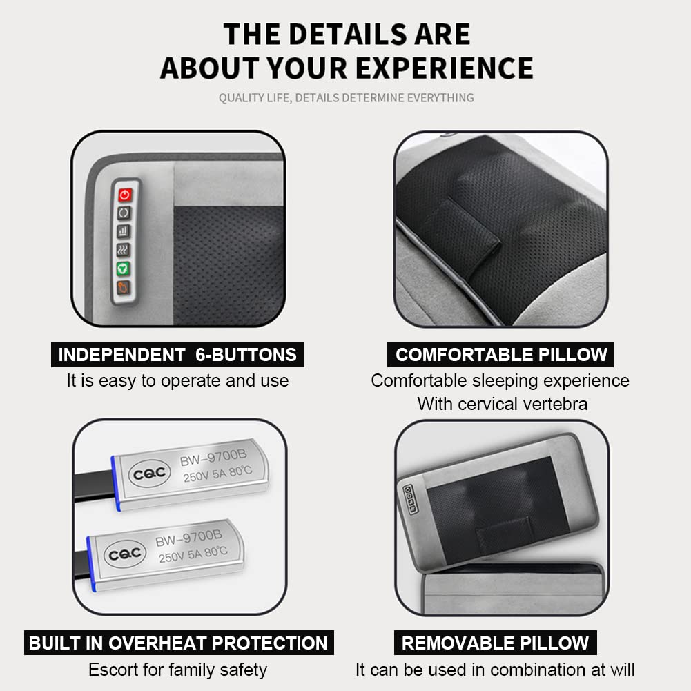 Full Body Massage Mat with Heat 20 Neck Shiatsu Kneading Massage Heads, Multifunctional Electric Heated Massage Chair Back Pad for Back Lumbar Leg Pain Relief