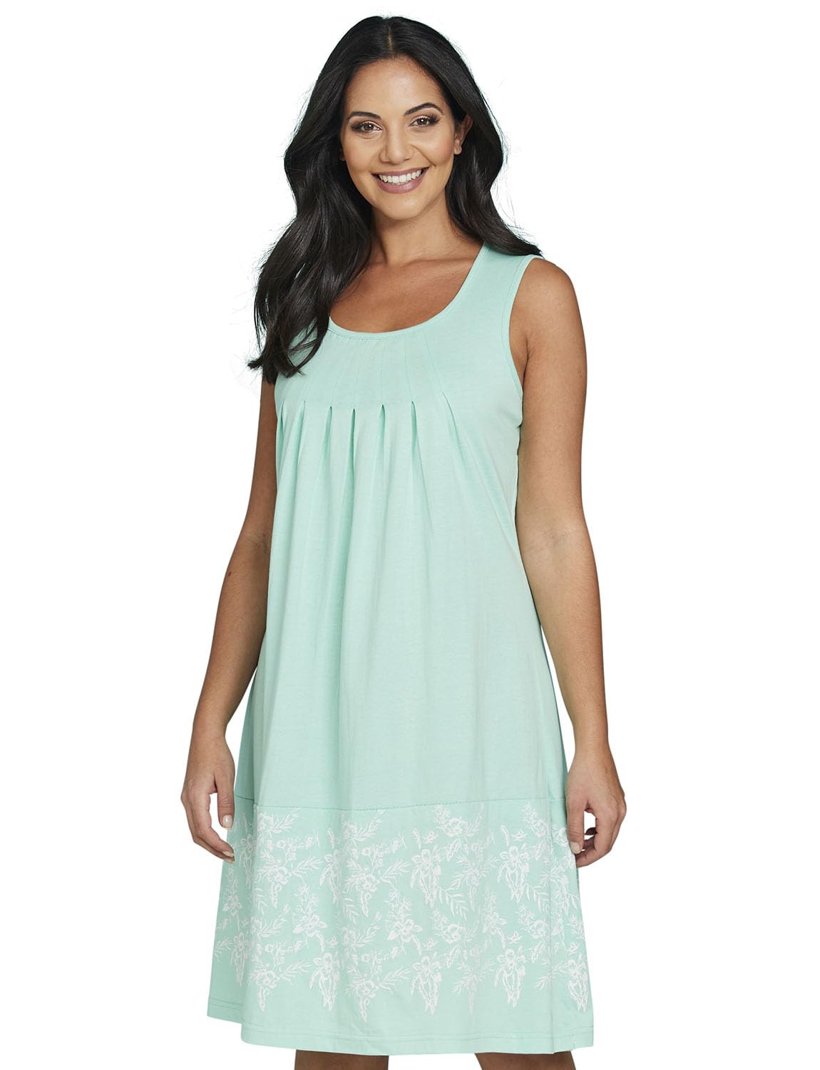 Chums Ladies Sleeveless Nightdress with Bottom Print Pack of 2 Pink and Mint 24-26