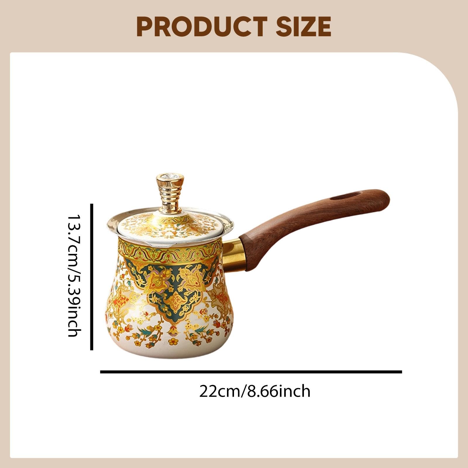 perfk Caffettiera Turca, bollitore, pentolino Piccolo, Universale, con Impugnatura Comoda, scaldaburro Portatile, scaldalatte, brocca per sciogliere, Bianco, 550 Ml