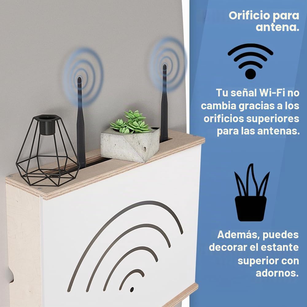 MOE UHANE Cubierta para router WiFi, tapa para router, estante para router con cubierta deslizante, organizador para zona del router, caja para módem y router, carcasa para router, montaje en pared