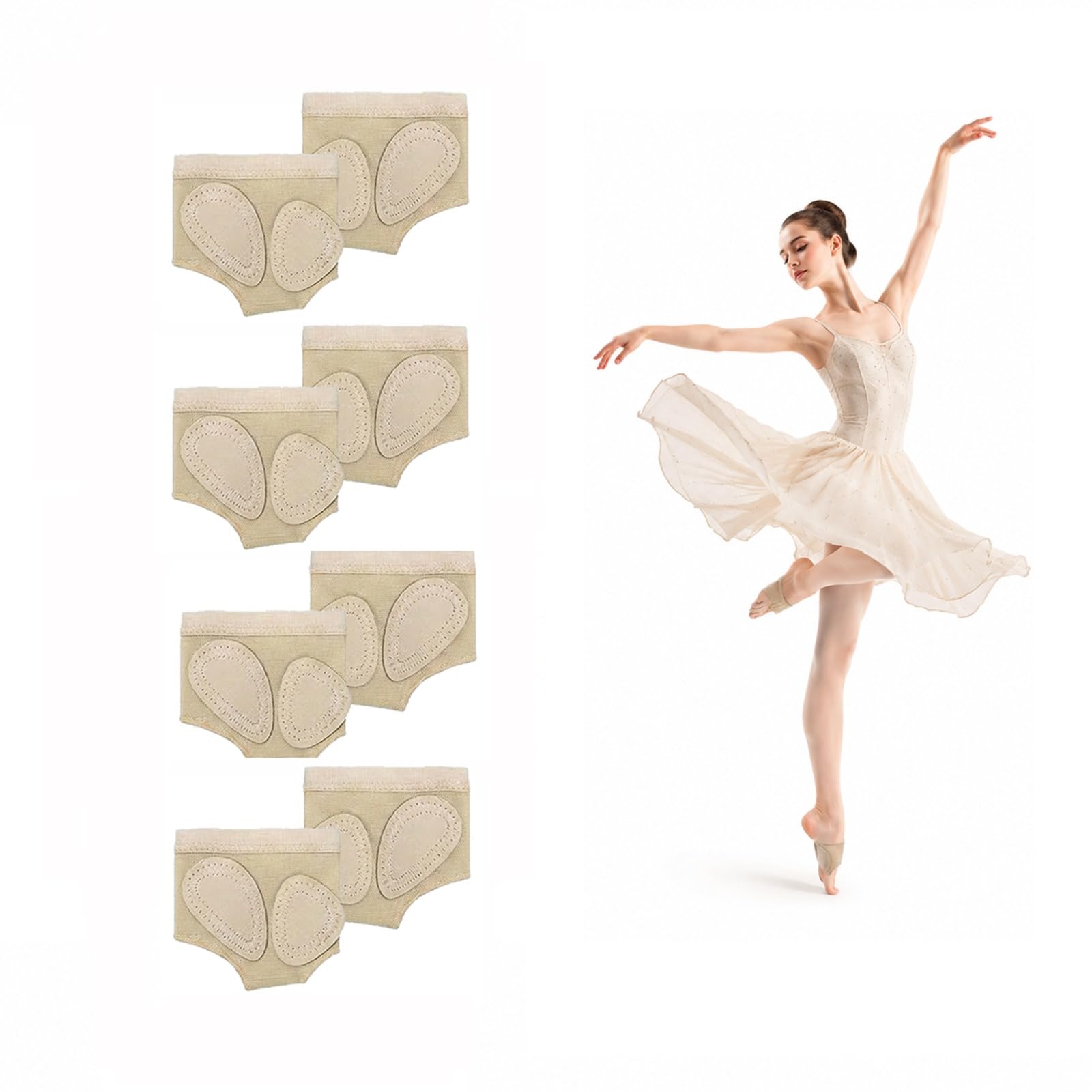 PAXQNVTR 2 Pairs Foot Thongs for Dance Girls Women, Nude Breathable Half Sole Dance Paws with Cushioned Pad, Soft Stretch Non-Slip Foot Undies for Ballet, Jazz, Contemporary, Lyrical(2)