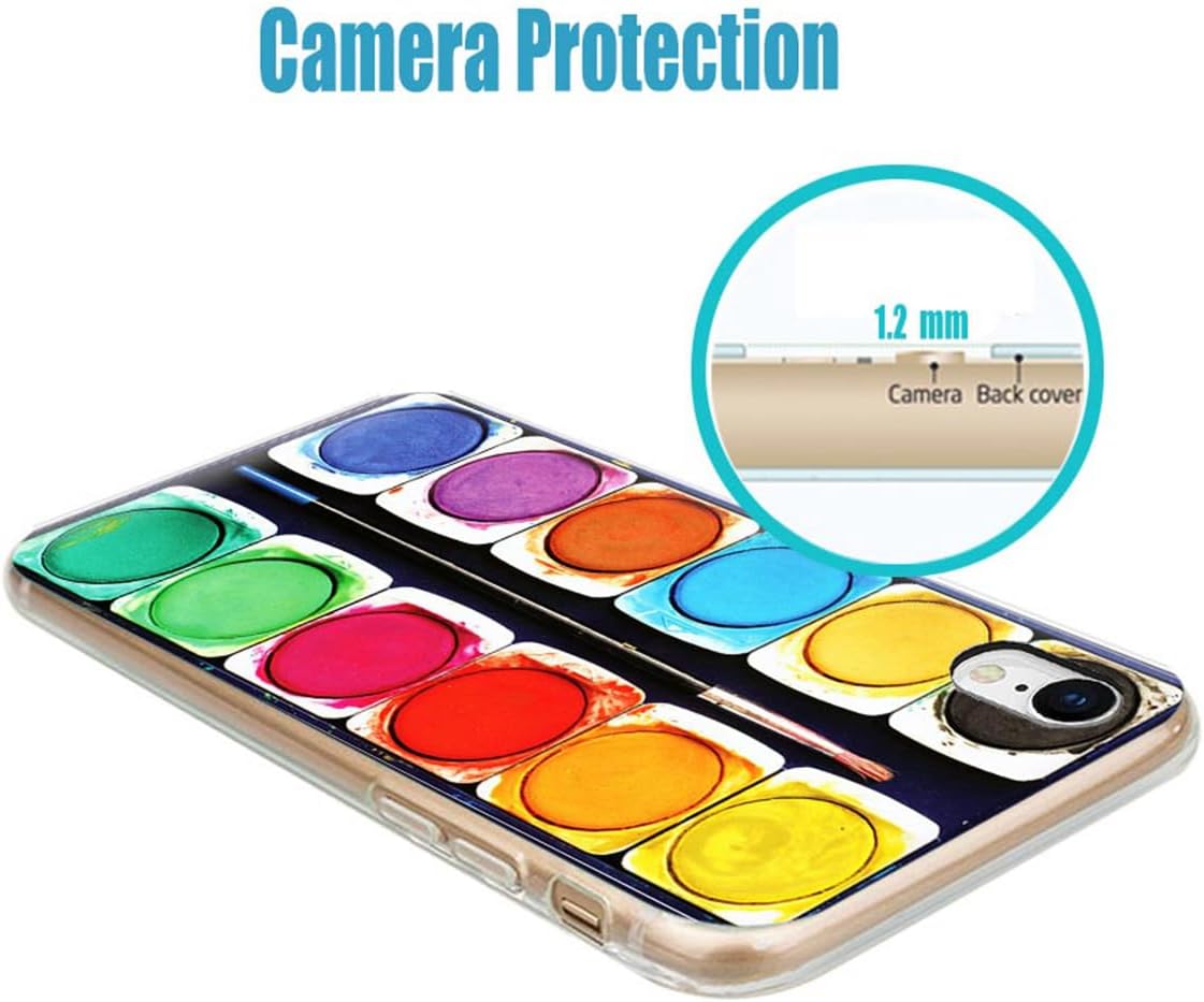 for iPhone XR Case for Women Men Girl,ARTIOSIT Full Protective Shockproof Thin Slim Flexible Soft TPU Clear Case Cover Design for iPhone XR 6.1,Funny Aesthetic Art Artist Painter Watercolor Paint Box - Image 3