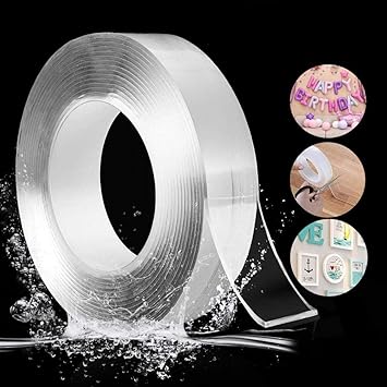 Brand Bucket Brand-Bucket Double Sided Adhesive Tape, Transparent Strong Adhesive Traceless Tape Removable Washable and Reusable Anti Slip Tape for Home Supplies | 3 Meter