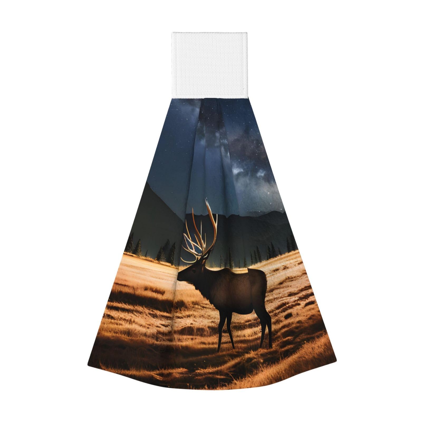 WUPngg Elk in the meadow Bathroom Tie Towels/Dish Cloth,Kitchen Hanging Towel, Coral Fleece Dry Cleaning Hand Dishcloths One Size