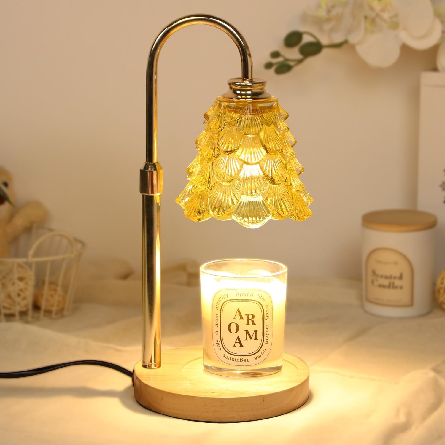 Paryou Candle Warmer Lamp with Dimmer - Electric Candle Lamp with Timer for Jar Candles Scented Candles with 2 Bulb