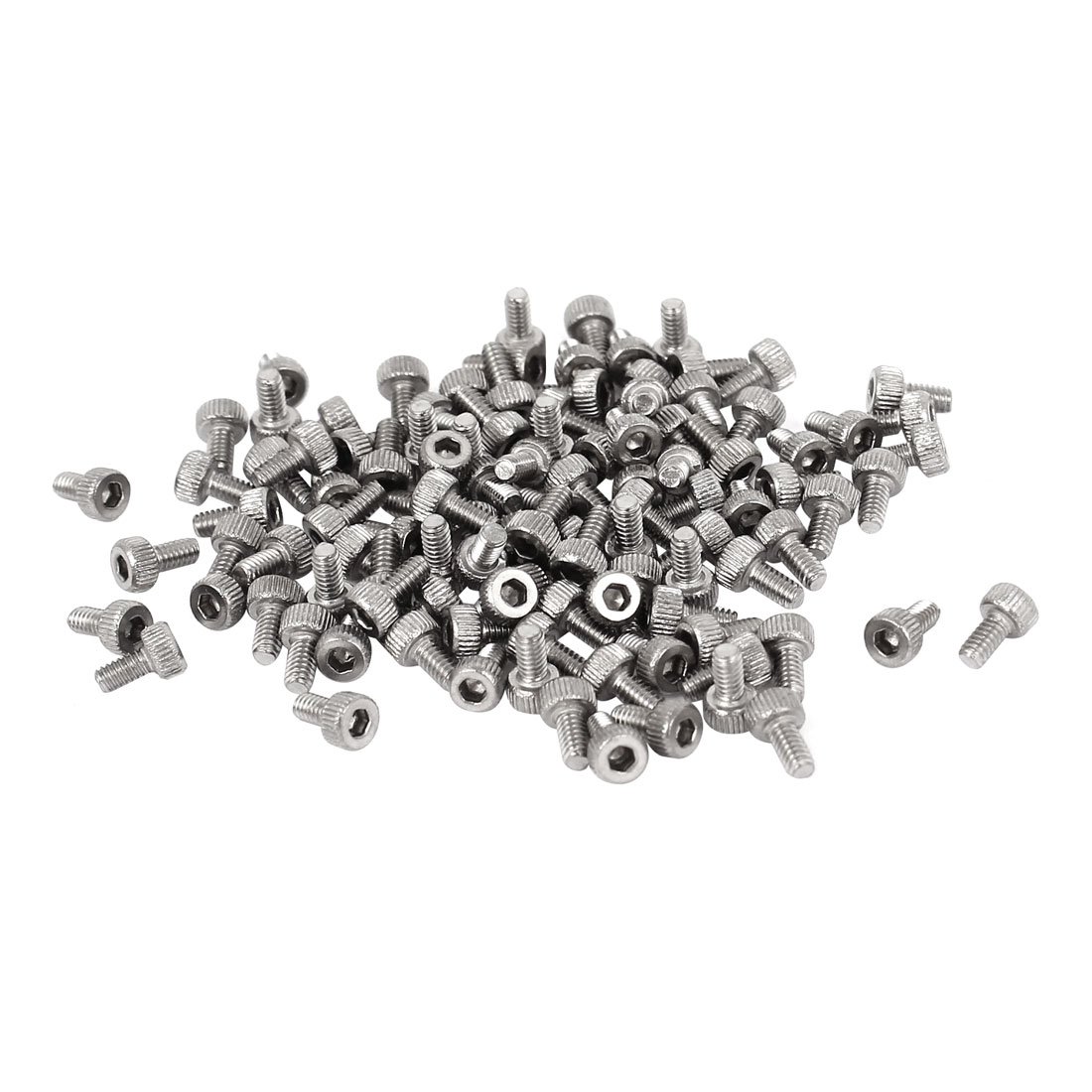 Uxcell Silver Sourcingmap M2x4mm Thread Hex Key Socket Head Knurl Cap Screws Bolts 100Pcs