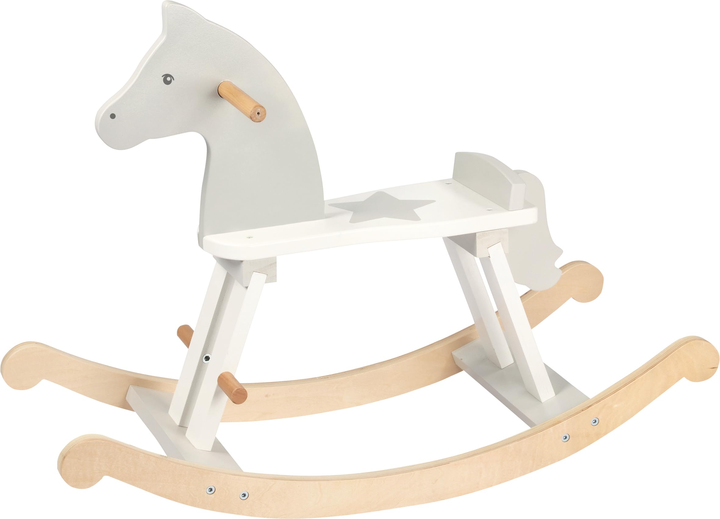GOKI- Caballo balancín Juguetes para apilar y Encajar, Azul (53933)