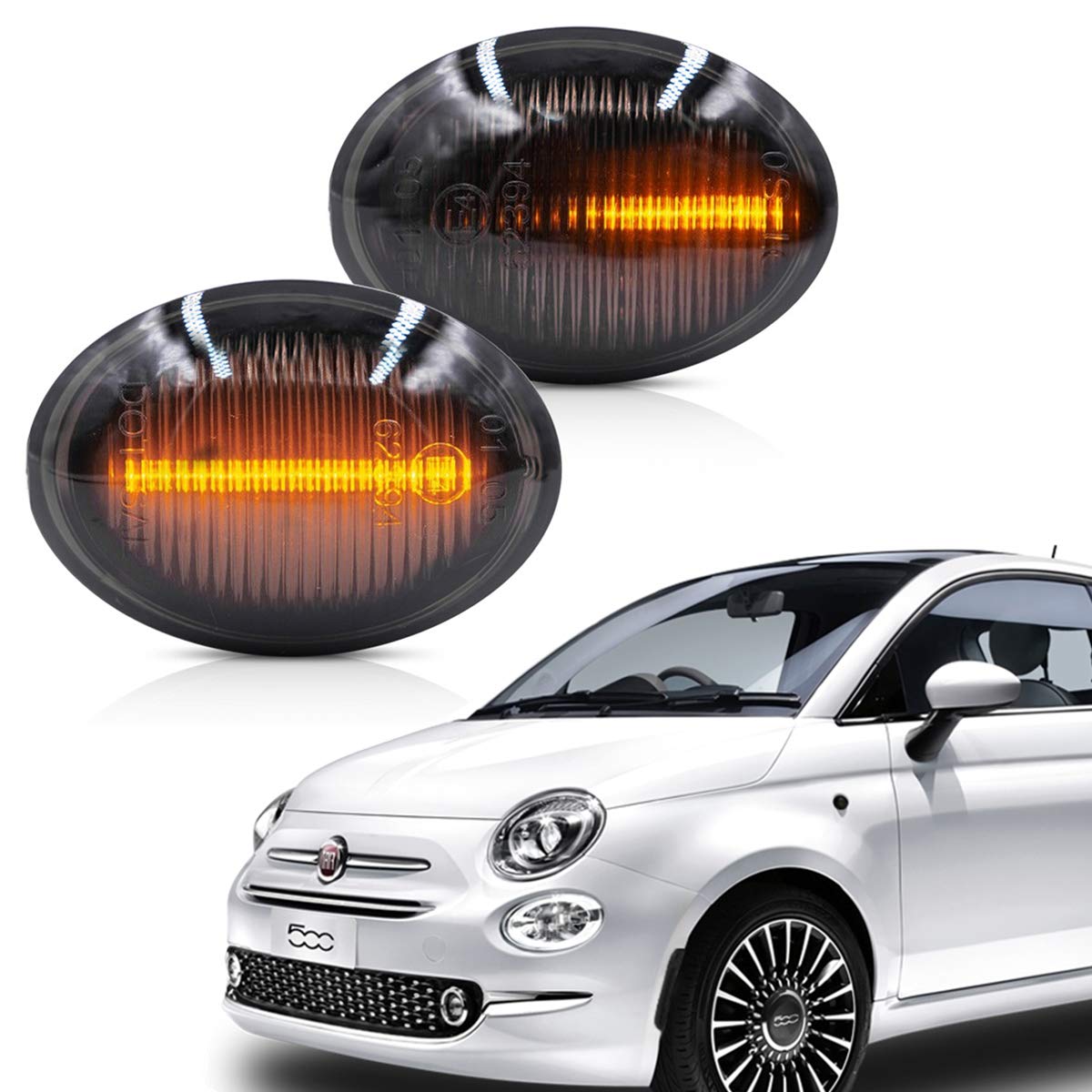 NSLUMO Sequential Amber LED Side Marker Light for 0719 Fiat 500 500e