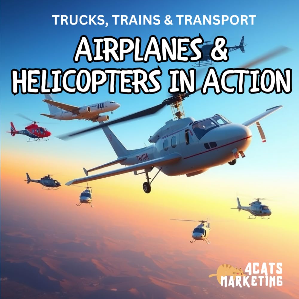 Airplanes & Helicopters in Action - Coloring Book for Kids, Teens and Adults with Easy and Simple Designs for Relaxation (Trucks, Trains & Transport - ... with Easy and Simple Designs for Relaxation)