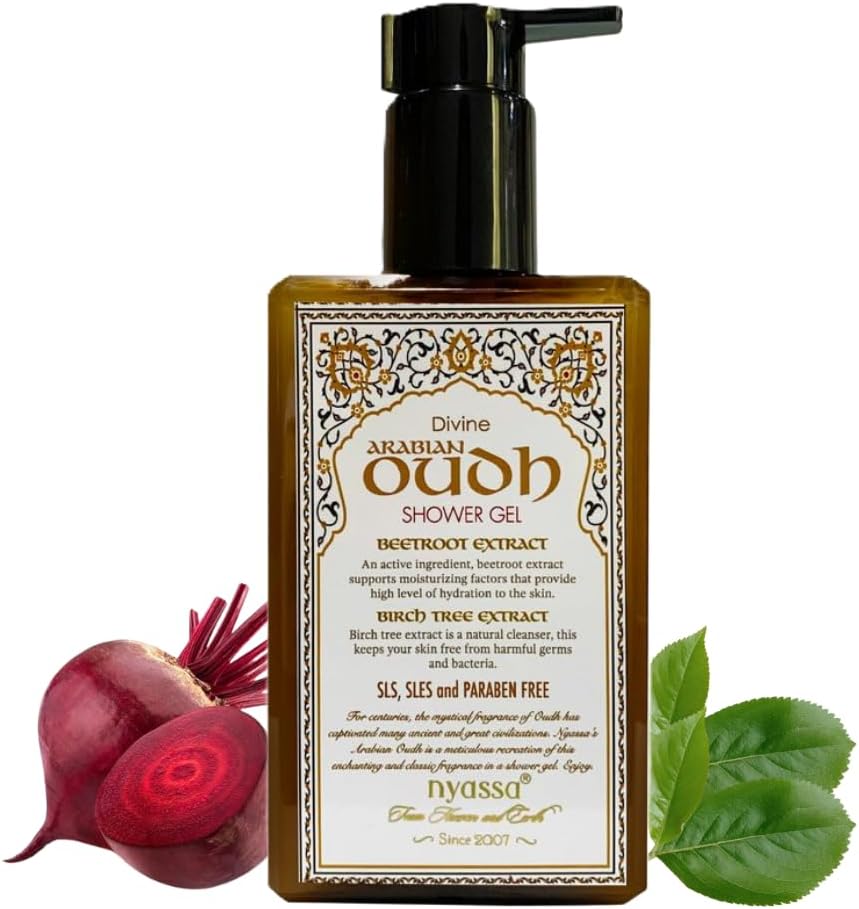 Nyassa Arabian Oudh Shower Gel-215ml| Birch Tree Beetroot extracts Body Wash |Natural Woody fragrance|No Parabens,Sulphates & Cruelty Free (215ml)