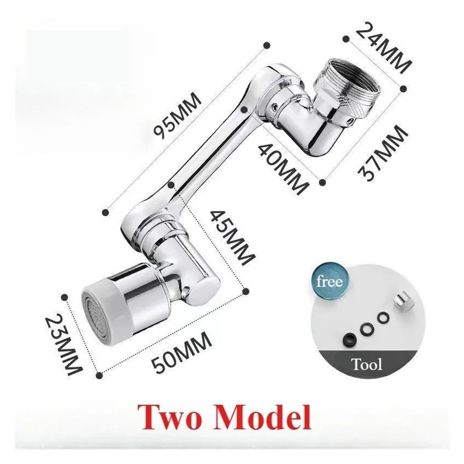 Rallonge de robinet rotative multifonctionnelle - Adaptateur d'évier de cuisine - Bras robotique pivotant - Ajustement universel pour lavabo (argent 2)