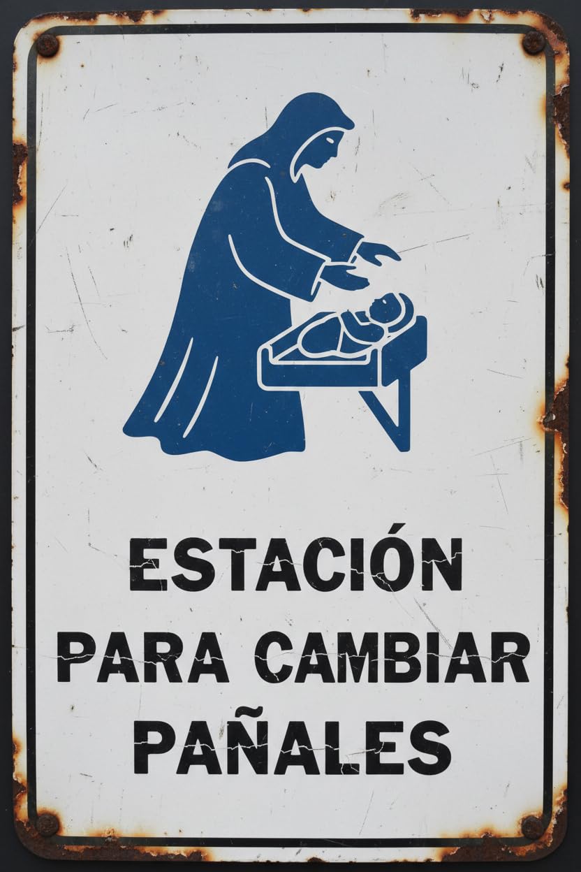 Wall Decor Spanish Baby Changing Station Sign. 8x12Inch Vintage Signs Aluminum Plates Printed