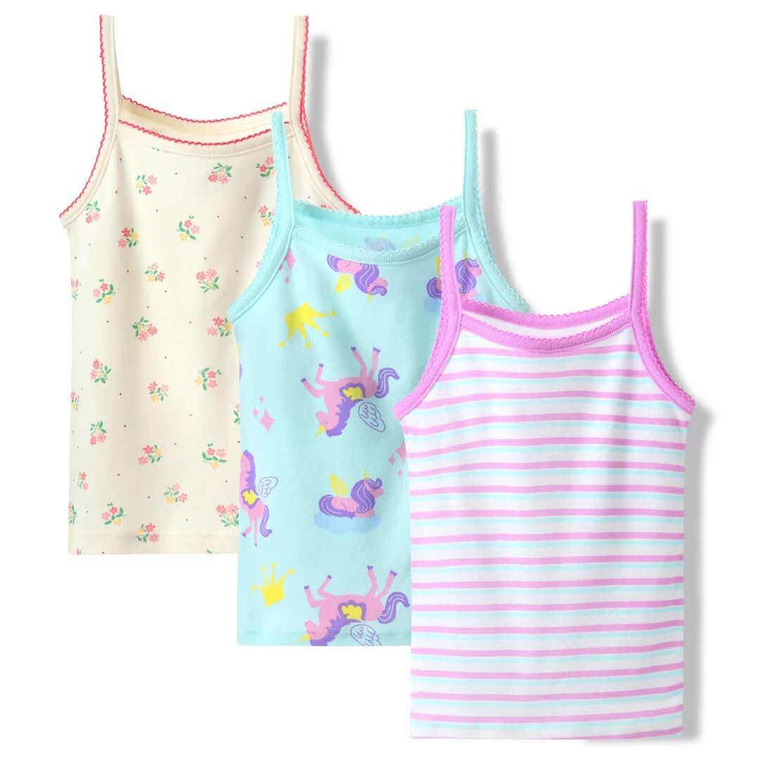 benetia Girls' Soft Cotton Undershirts 3-Pack