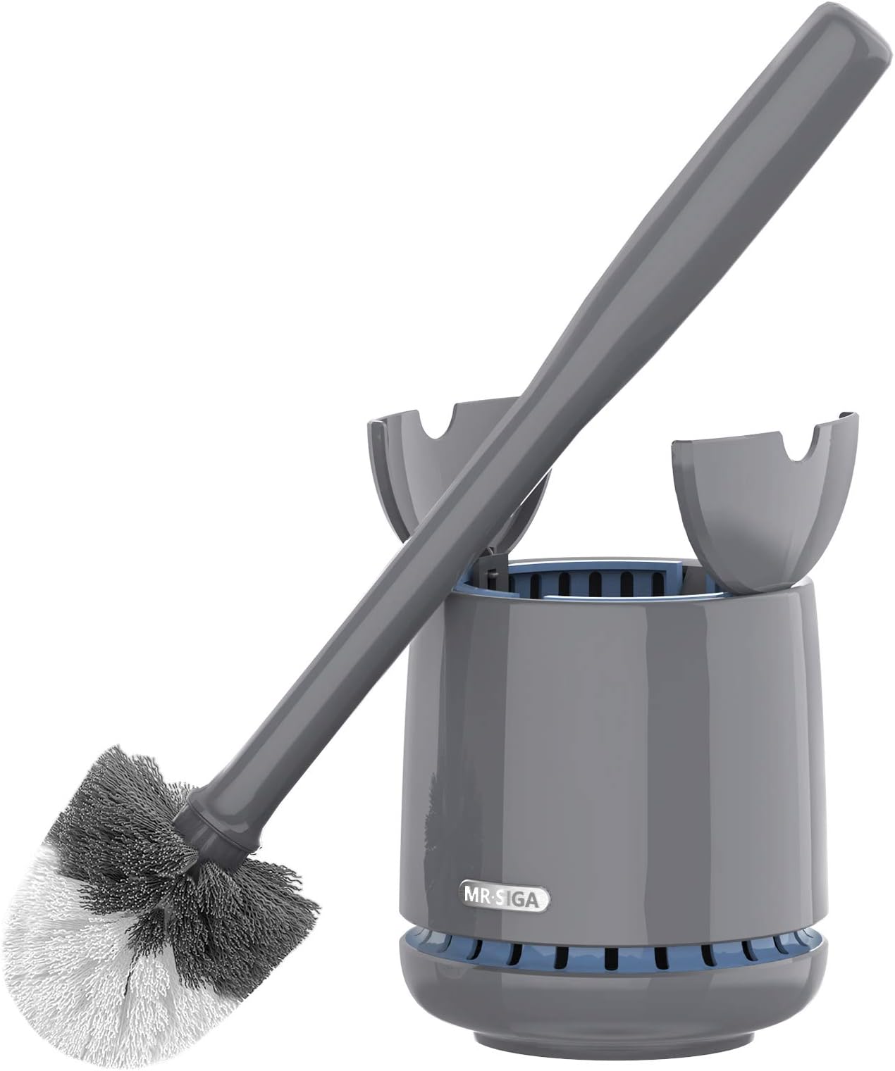 Toilet Bowl Brush and Holder, Premium Quality, with Solid Handle and Durable Bristles for Bathroom Cleaning, Gray, 1 Pack