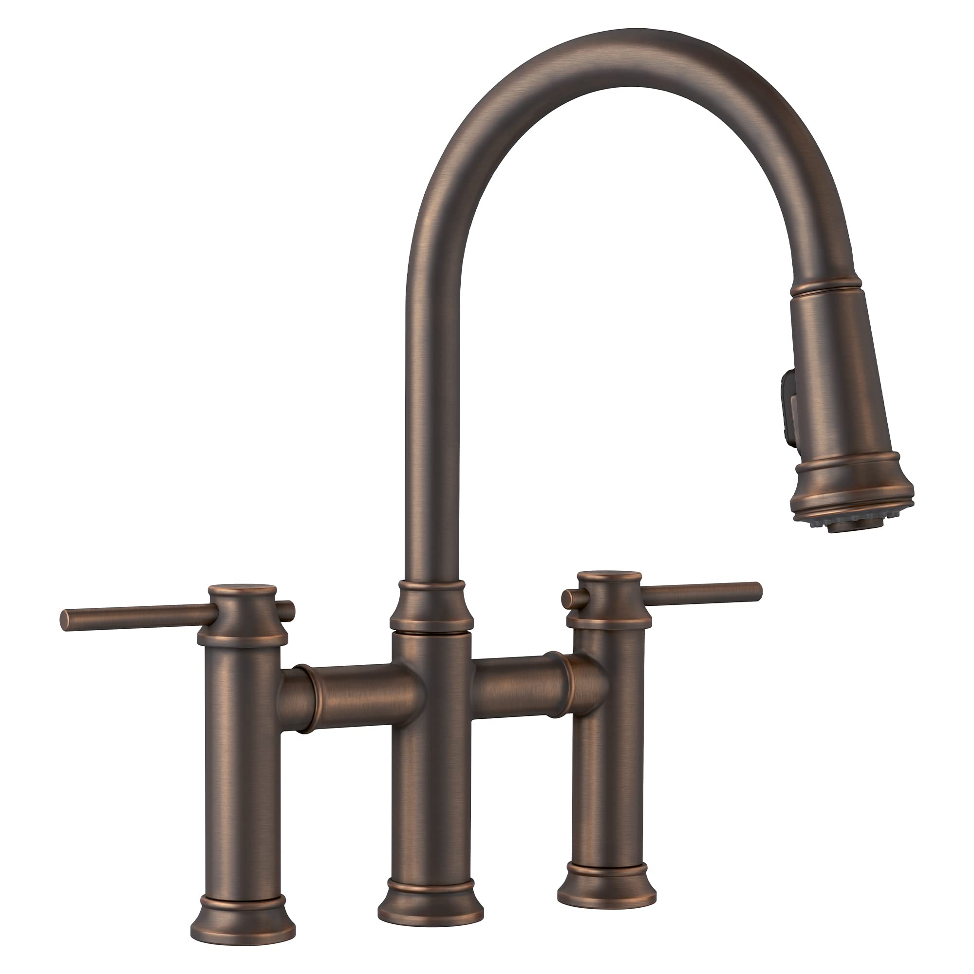 BLANCO, Oil-Rubbed Bronze 442507 EMPRESSA Pull-Down Dual Spray Bridge Kitchen Faucet, 1.5 GPM