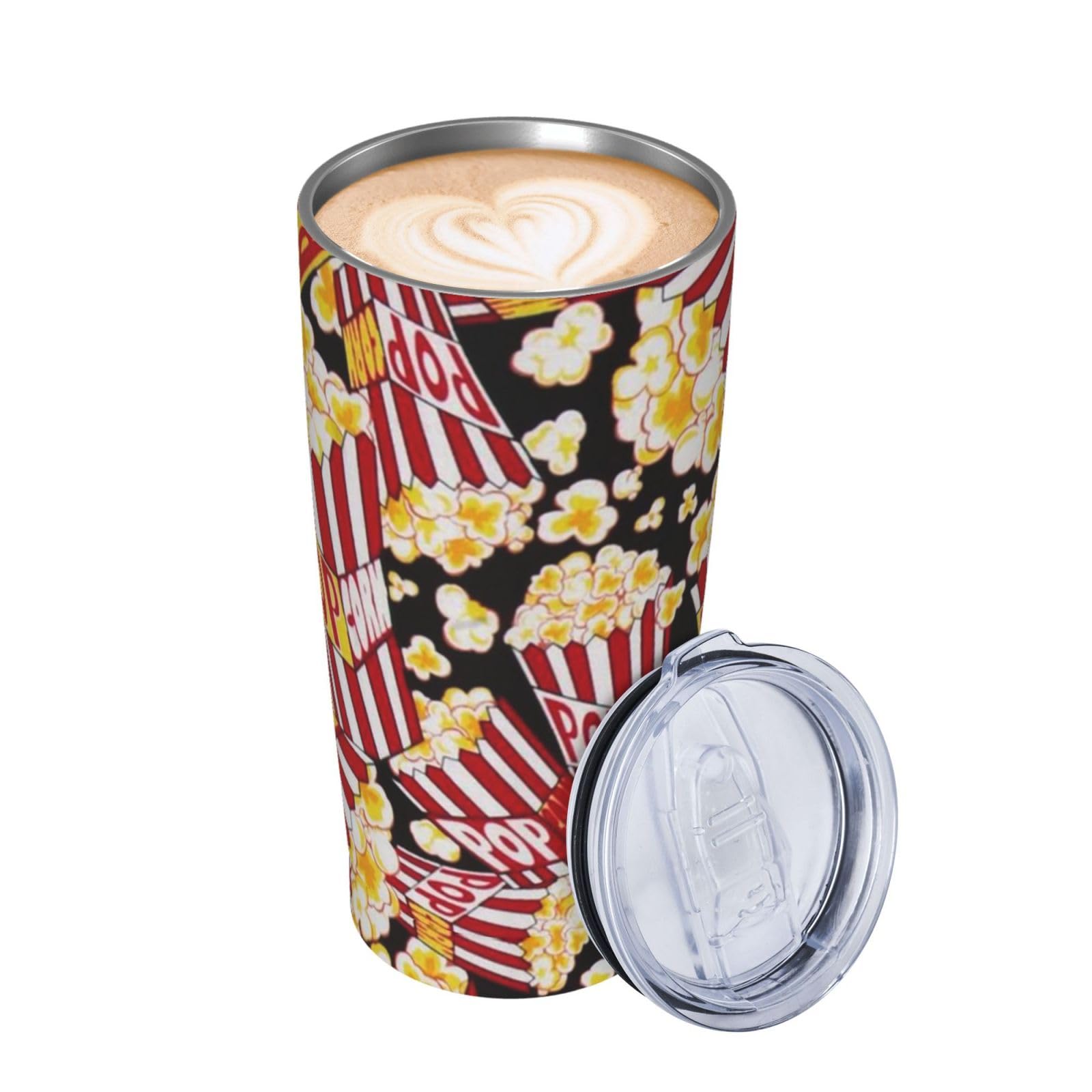 Bedruckter Edelstahlbecher mit Popcorn-Aufdruck, Auto-Becher, tragbarer Thermobecher