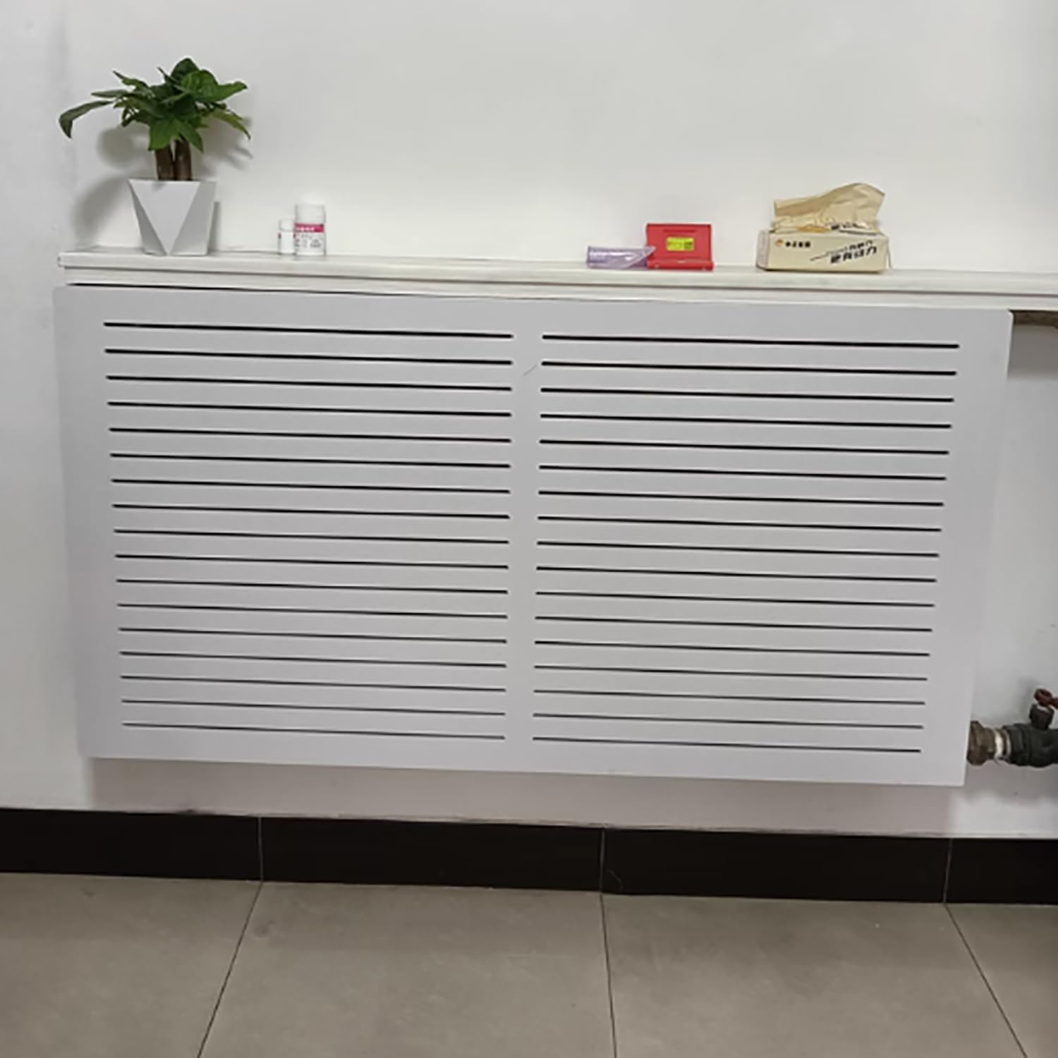 Modern Radiators Shelf MDF Radiator Cover High Heater Cover Cabinet Shelf Household Appliance Heating Accessories Home Improvement Furniture Heat Sink Office Living Room,White,L90*H90*W15