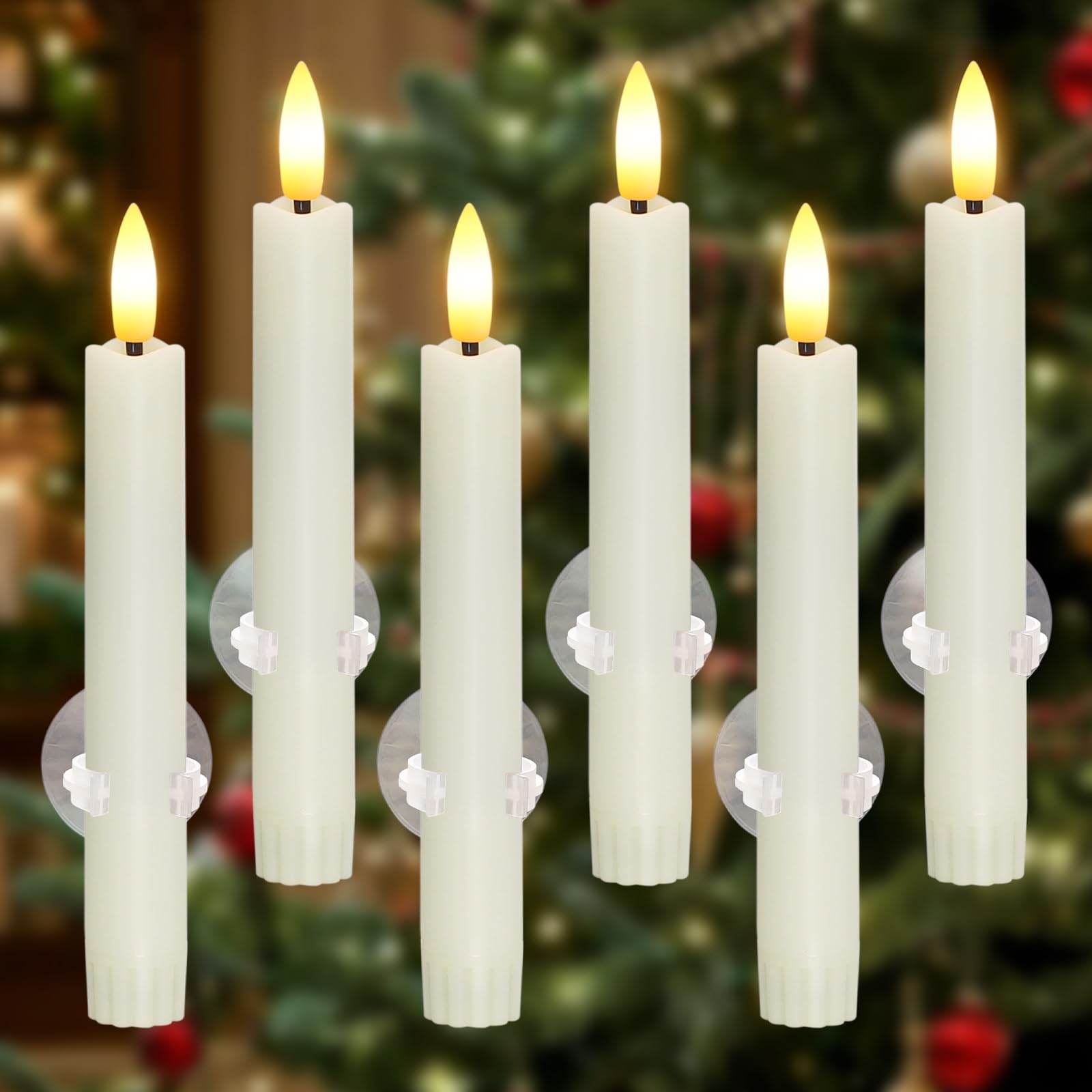 Velas cónicas cortas LED Yeelida de 2x16 cm con sensor de luz y ventosas para ventanas 7