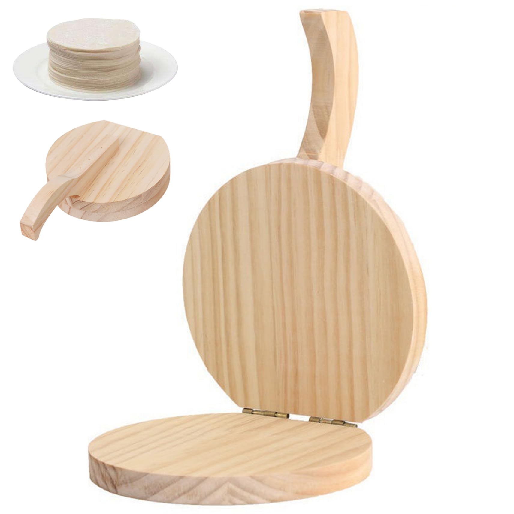 Tortilla Press Natural Wooden Tortilla Press 6.5 '' Press de tortilla redonda con tortillera mexicana casera, Roti, Chapati, Taco, Pataconera