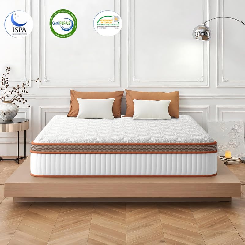 Colchón 140x200 cm Viscoelástica, Firmeza Media Confort, Híbrido Colchón Espuma y Muelles Ensacados, Oeko-Tex, Transpirable, 10 Zonas Ergonómico Altura 26 cm, Hipoalergénico y Antiácaros, Matrimonial
