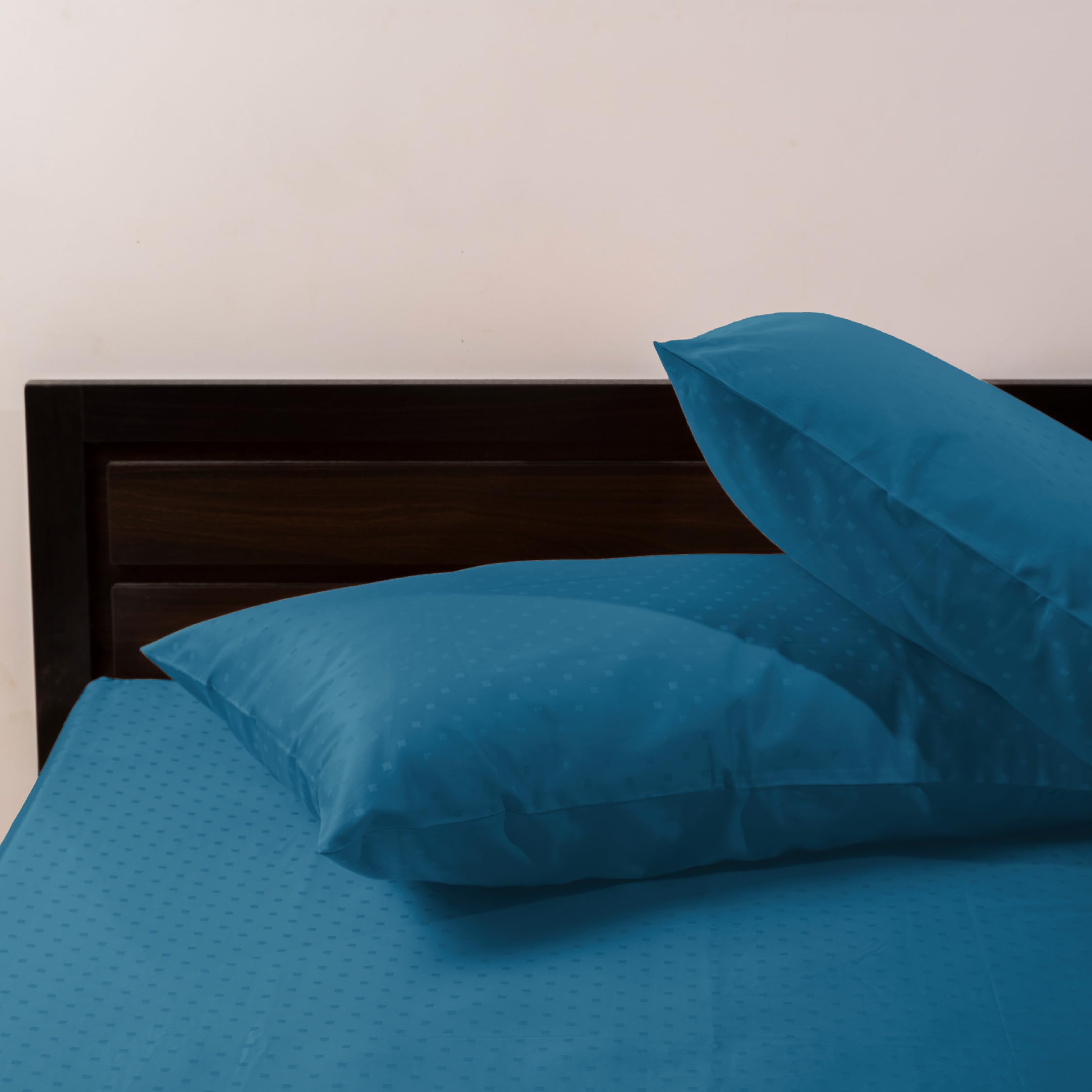 Blue Dahlia 100% Cotton, Standard Size Pillow Covers (18" x 28"), Set of 2 Pillow Covers, Silky Smooth Feel, 500TC Dotted Premium Pillow Covers, Colour: Azure Blue Navy-image-44