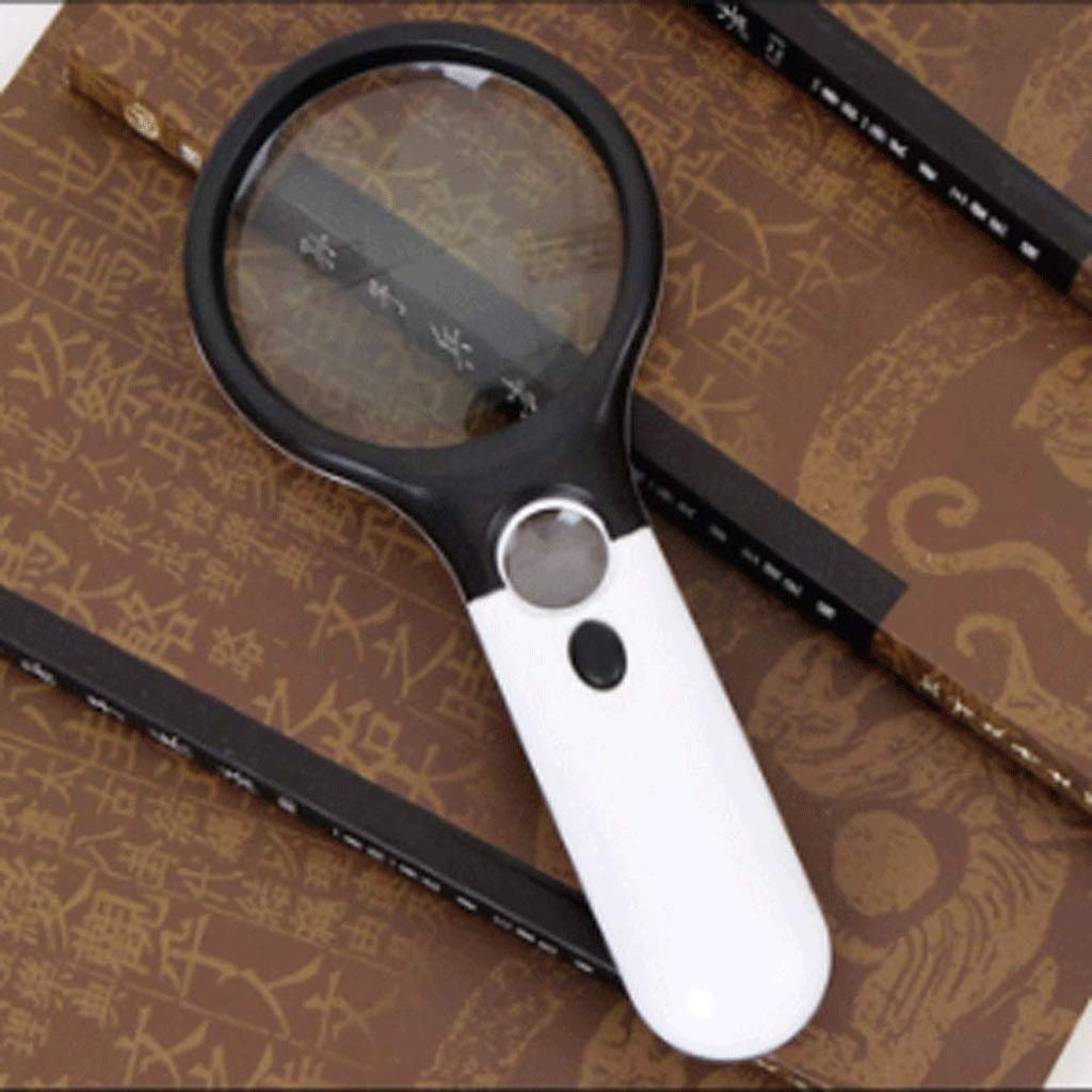 Lupa de Mano con Lente de Lectura iluminada, Lupa para joyería, Ideal para Leer, Manualidades, Pasatiempos y Costura en Blanco y Negro.