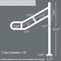 Vista 2 de Barandilla de un solo poste mejorada, barandillas blancas para escalones al aire libre, barandilla de escalera independiente de metal, barandillas