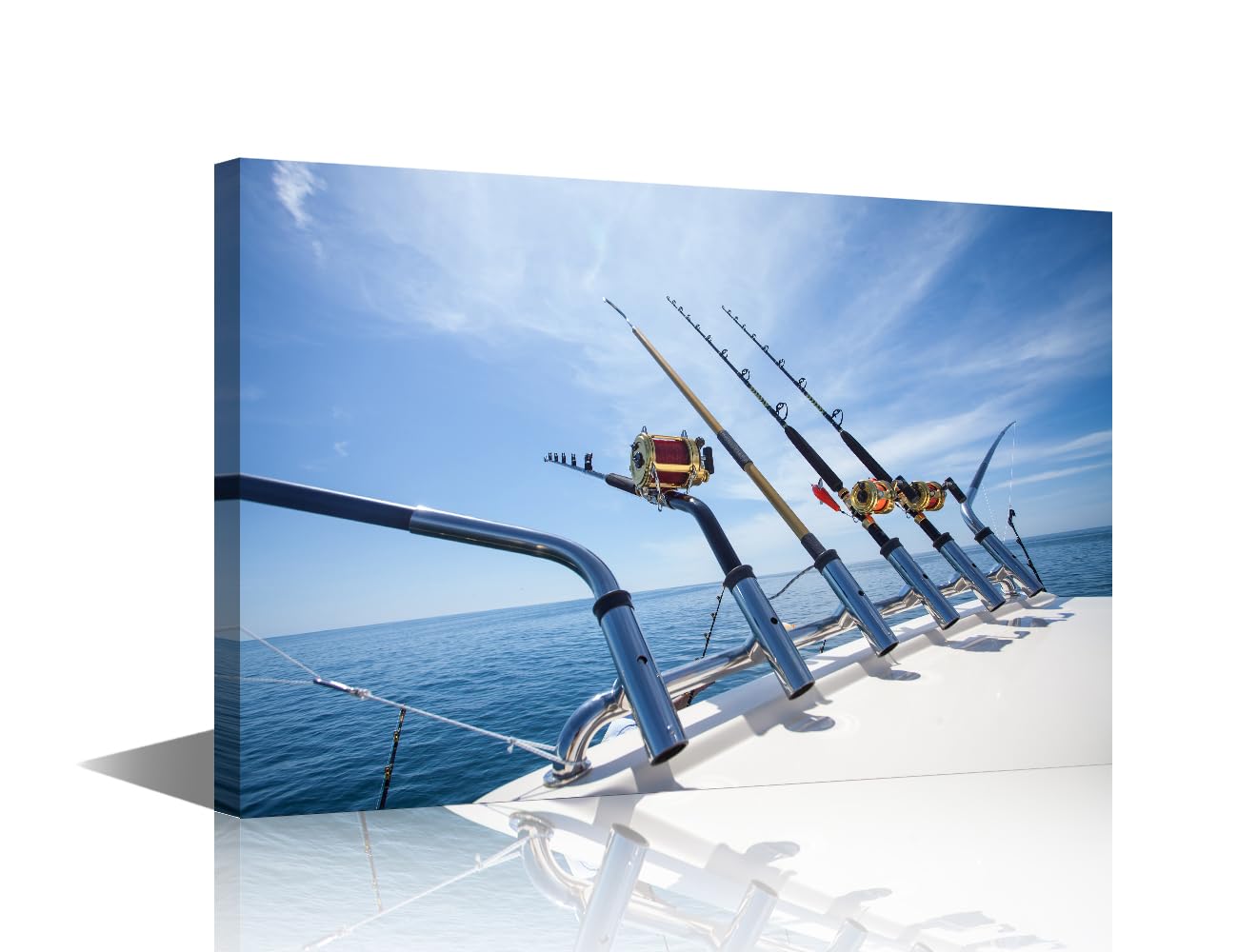 Contemporary Wall Art Paintings for Bedroom Big Game Fishing Reels Pictures 1 Panel Canvas Pictures Fishing Decorations for Living Room Framed Stretched Posters and Prints Ready to Hang 36x24 in