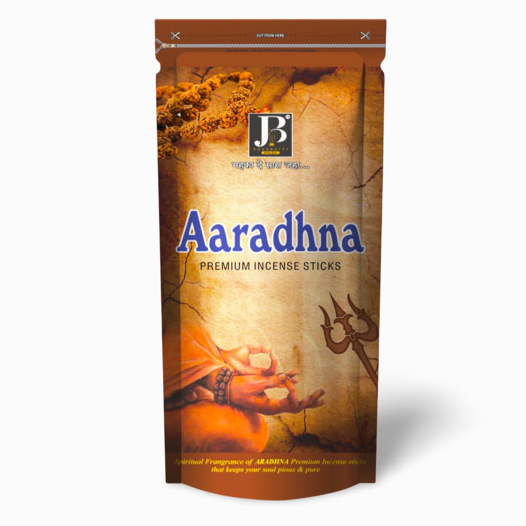 JB AGARBATTI Aaradhna 130GM Premium Incense Stick JB Agarbatti Charcoal-Free, Strong & Long-Lasting Fragrance Ideal for Meditation, Puja & Aromatherapy